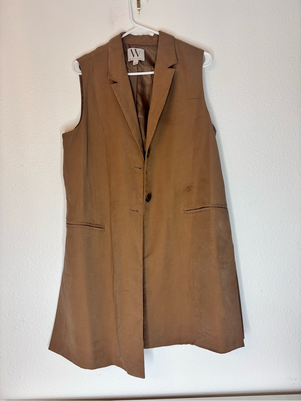 Worthington Long Sleeveless Tailored Vest in Brown